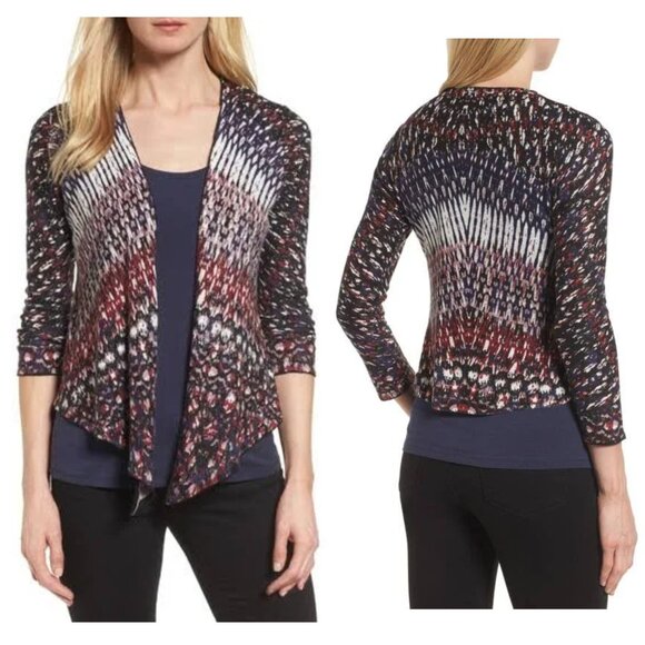 NIC+ZOE Grace 4-Way Convertible Cardigan Linen Blend Abstract Print size PP - Picture 3 of 16